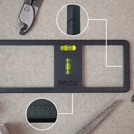 Innox Electrical Socket Back Box Cutting Template - with Vertical and Horizontal Spirit Levels I Electricians Tools I Double Plug Sockets I Double Socket Back Box I Spirit Level (Black)