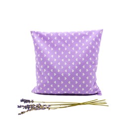 Lavender Pillow - Purple with Heart - Hand Stitched with 85 g Lavender Flowers from Provence - Lavender Pillow