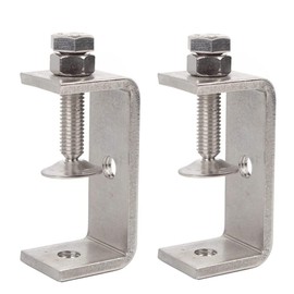 304 Stainless Steel C Clamps, Heavy Duty C Clamps for Metal Working, Woodworking Building Tiger Clamp Adjustable Wide Jaw Opening C Clamp, Silver (2.5in/2pcs)