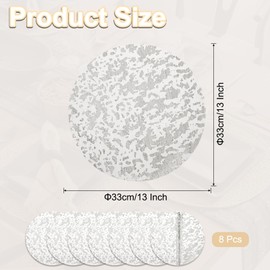 sourcing map 8Pcs Silver Tone Disposable Round Placemats, 33cm/13" Metallic Glitters Foil Thin Mesh Table Mats Pressed Foil Table Doilies Decor for Party Weddings Christmas Thanksgiving