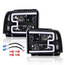 LED Headlights w/Harness Fit 2005-2007 F250-F550, 05 Excursion