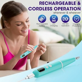 Taladro de uñas inalámbrico, lima de uñas eléctrica superligera, taladro de uñas eléctrico de bajo ruido con 9 velocidades y pantalla LCD, pulidor de 