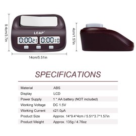Mingzhe Professional Digital Chess Clo Count Down Chess Timer wi Alarm Electronic Board Game Bonus Competition Master Tournament