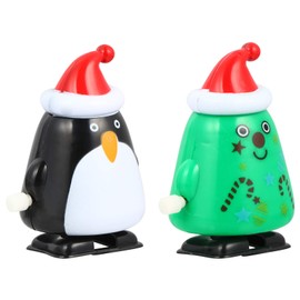NUOBESTY 2Pcs Christmas Wind Up Toys Penguin Christmas Tree Clockwork Toy Walking Toys Xmas Stocking Stuffer Gift for Kids Party Favor Bag Filler (Black Green)