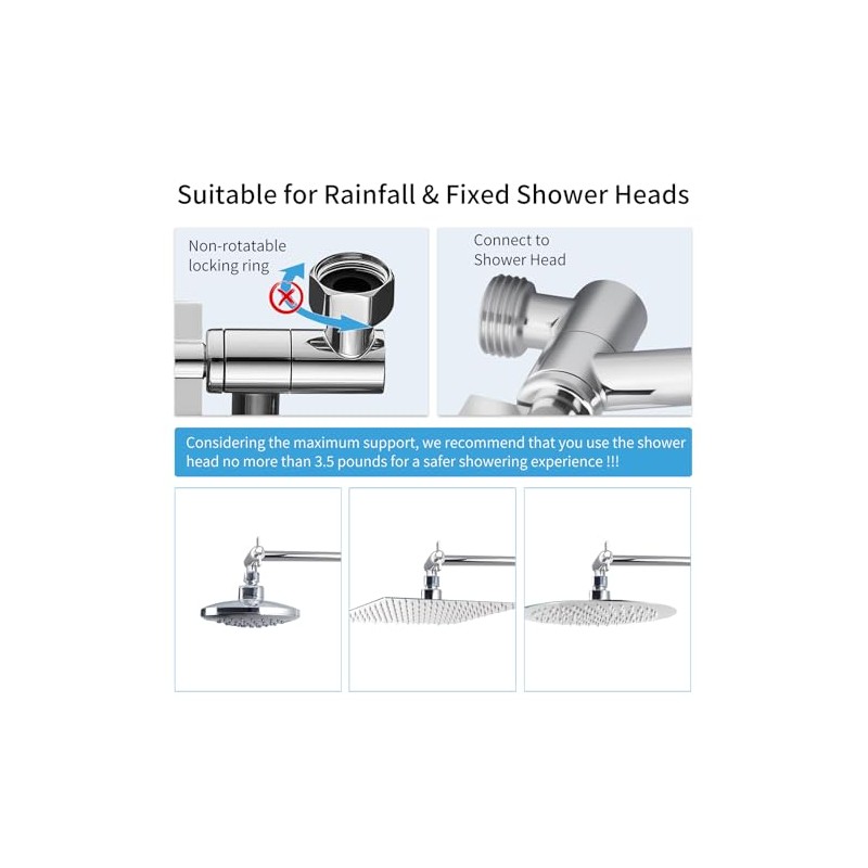 19 Inch Shower Head Extension Arm, Upgrade Flexible Height &