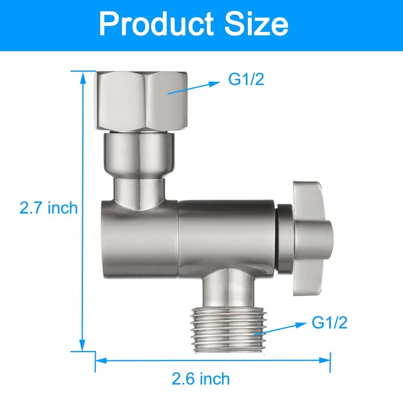 All Metal Adjustable Shower Angle Adapter, 360° Adjustable Swivel Shower
