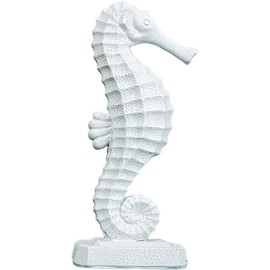 Garkria Resin Seahorse Figurine Mediterranean Theme Seahorse Ornament Collection Craft Sculpture Tabletop Ornaments for Dining Room Office Home Tabletop Decoration - White