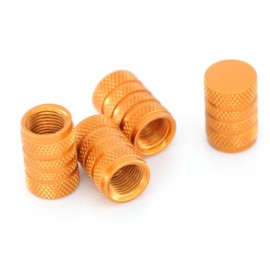4PCS Tire Valve Stem Caps Tyre Dust Caps Universal Tire Stem Dust Covers Replacement Aluminum Tire Valve Cap with Rubber Ring for Cars Bicycle Trucks Motorcycles (Orange)