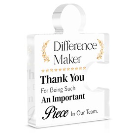 Team Gifts for Employees, Thank You Appreciation Gift for Coworkers Colleagues Employees, Best Team Ever Gifts Difference Maker Acrylic Puzzle Piece Plaque Office Decor