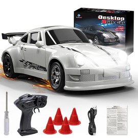 CLIUNT RC Drift Car, 1:64 Mini Drift Auto Ferngesteuert, 4WD Tabletop Drift RC Car,2.4Ghz Drift Ferngesteuertes Auto mit LED-Lichtern,15km/h Speed Racing Sport Toy Cars,Spielzeugauto für Kinder ab 6