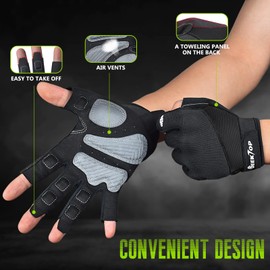 Seektop Workout Gloves for Men and Women, Weight Lifting Gloves with Full Protection, Excellent Grip, Gym Gloves, Breathable Exercise Gloves for Weightlifting, Fitness, Training (Black, Large)