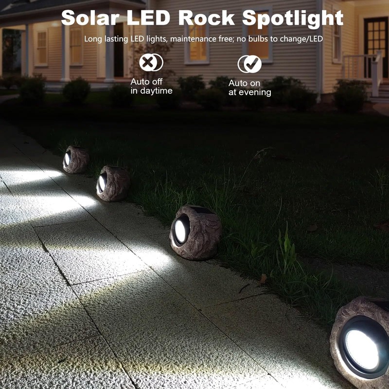 VISFLAIR 2 Pack Solar Rock Lights, Outdoor Decorative Garden Spotlights