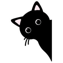 Black Cat Peeking Wall Decal Sticker, Cute Cartoon Design,6 inches Auto, Wall, Laptop, Cell, Truck Sticker for Windows, Cars, Trucks,Or Any Smooth Surface