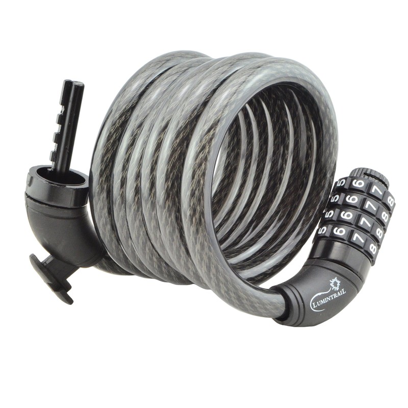 Lumintrail Bike Cable Lock 6 ft Self Coiling 12mm Braided