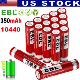 EBL 3.7V 350mAh 10440 Battery Li-ion Rechargeable For Flashlight LED Torch Toys - 4 x Battery