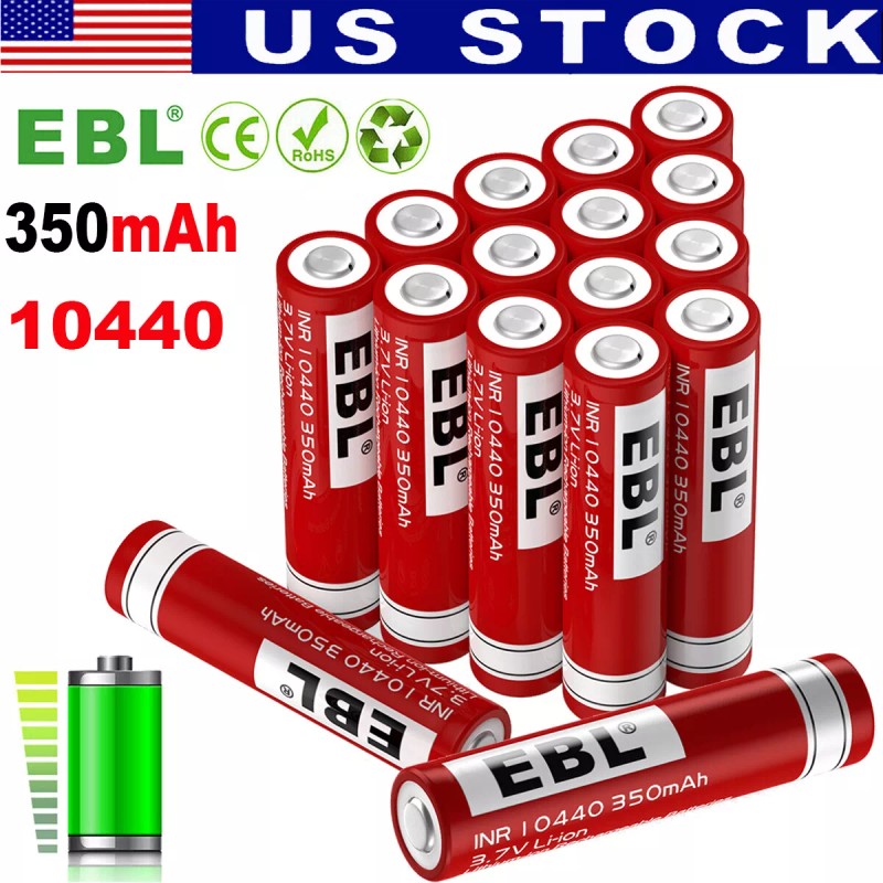 EBL 3.7V 350mAh 10440 Battery Li-ion Rechargeable For Flashlight LED