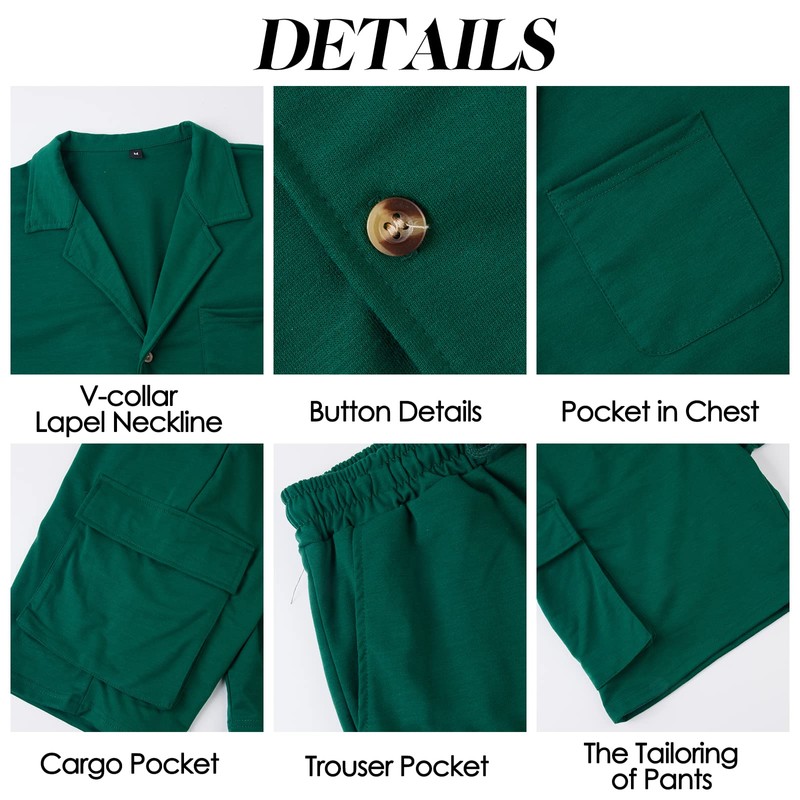 Fastkoala Men's Tracksuit Outfit Set Two Piece Button Suits Summer