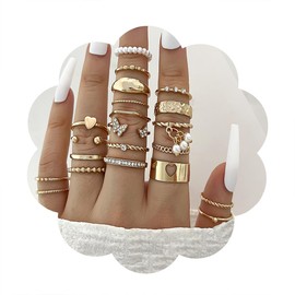 MLLISDGGET Non-Tarnish Gold Rings for Women, Trendy Adjustable Stackable Set 14K Gold Plated Dainty Twisted Criss-Cross Rings, Thumb and Pinky Knuckle Jewelry, knuckle rings for women