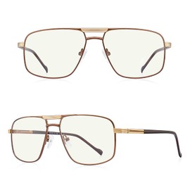 RB.Pilot Reading Glasses for Men Square Double Bridge Blue Light Blocking Computer Readers (coffee, 1.25)