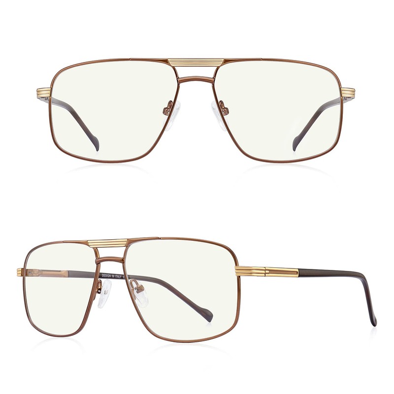 RB.Pilot Reading Glasses for Men Square Double Bridge Blue Light