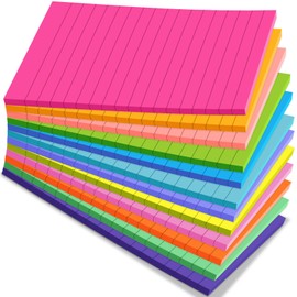 (12 Pack) Lined Sticky Notes 4x6 Inch, 12 Bright Colors - Sticky Note with Lines, Strong Adhesive & No Residue - Large Sticky Notes Thick Paper, for Office School Home Organization 30 Sheets/Pad