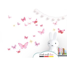 Little Deco DL605 Wall Sticker Children's Room Wall Sticker Butterflies I Wall Picture 65 x 43 cm (W x H) I Wall Sticker Playroom Baby Children Bedroom Pink