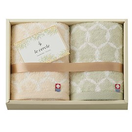 Imabari LC4124 Towel Set, Gift, Set of 2, Face Towel, 12.6 x 29.5 inches (32 x 75 cm), le cercle Made in Japan