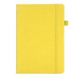 A5 Lined Notebook Portable PU Leather Hardcover Notebook with Elastic Strap for Business School Yellow