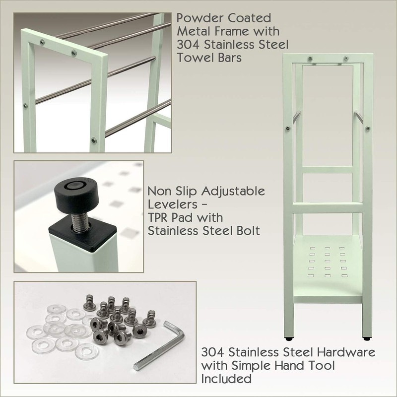 Anthology Spa Asta 4-Bar Towel Rack with Stainless Steel Storage