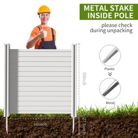 50"x50" Vinyl Privacy Fence Panel for AC Unit, Trash Can & Pool Equipment - Outdoor Enclosure Screen for Backyard, Patio | Heavy-Duty, UV Resistant (2 Pack)