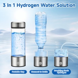 3-in-1 Hydrogen Water Bottle Generator - 450ml Portable Water Purifier Machine, Kangen Water, Hydrogenated Water Bottle, Hydro Ionizer for Home/Office/Travel/Daily Drinking