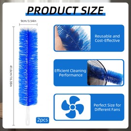 2PCS Fan Cleaning Brush, 15.7X4 Blue Bendable Fan Cleaner Brush Tower Stand-Up Fan & Reusable Cleaning Brush for Portable/Table Fans to Clean Fan