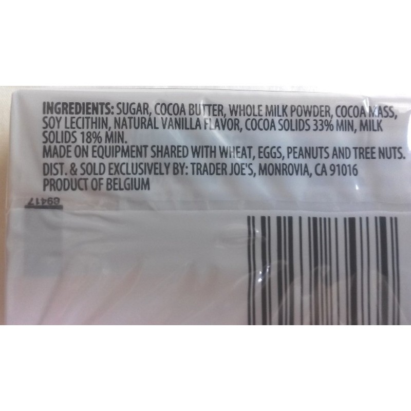 NEW (9) Trader Joe's Milk Chocolate Candy Bars NO ARTIFICIAL