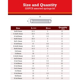 YOOPIN 220PCS Compression Springs and Tension Springs Set, Carbon Steel Coil Spring, 20 Sizes Extension Spring Assorted with Storage Case for Home Repairs and DIY