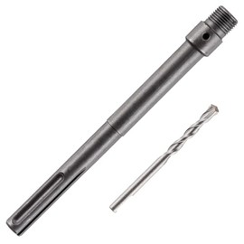 Rennie Tool Company 250mm SDS Max Adapter and Tungsten Carbide Drill Bit - 8mm Pilot Drill for TCT Core Drill, Carbide Tipped Drill Bit For Concrete, Masonry, Brick and Aerated Block
