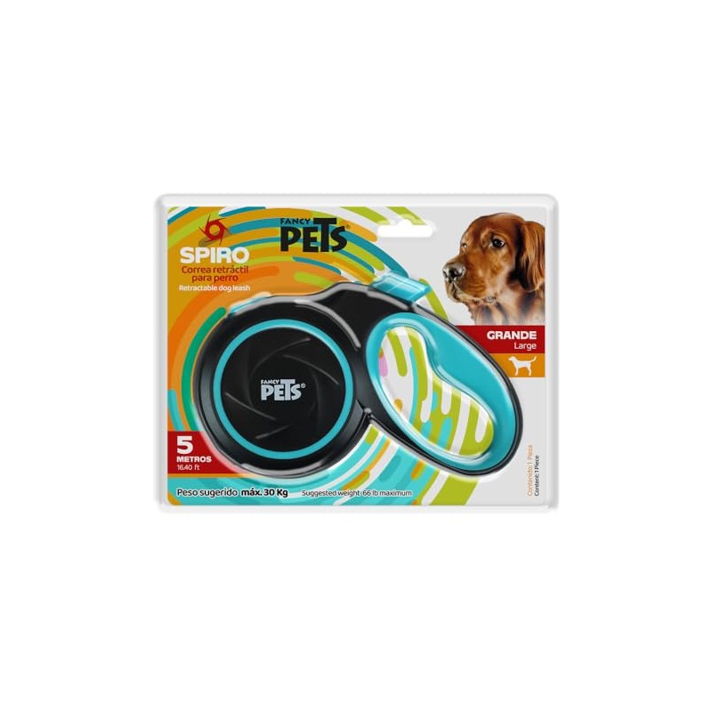 Fancy Pets Correa RETRACTIL Spiro GDE Negra