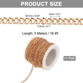 PATIKIL 16.4Ft Aluminium Curb Chains Twisted Links, 5x3.5mm Curb Chain Spool Jewelry Making Chains Craft Chain for Necklace Bracelet Earring, Rose Gold