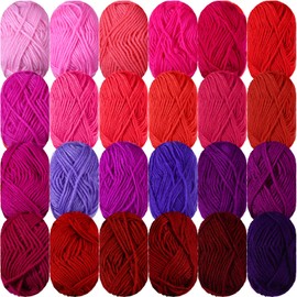 Wowangce 24 Skeins Acrylic Yarn 24 x 25 g, 2400 Yards Crochet Yarn kit for Crocheting and Knitting Craft Project, Assorted Starter Crochet Kit Yarn Bulk for Adults and Kids(Pink Tone)