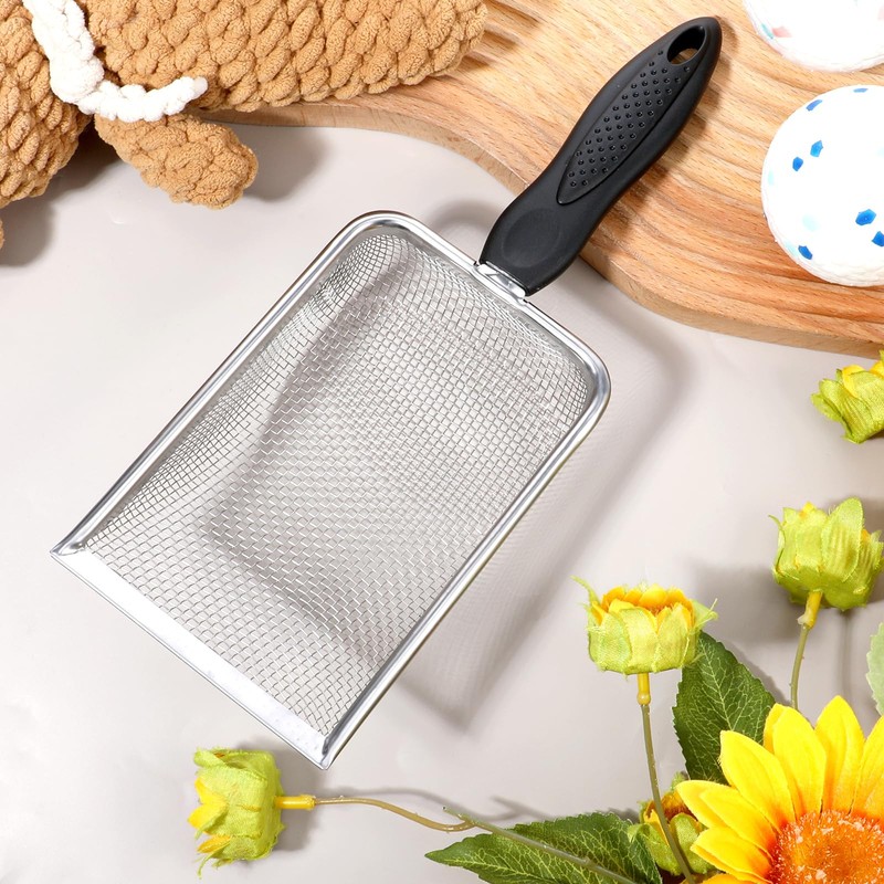 Qulkws Stainless Steel Mesh Litter Shovel, Fine Mesh Metal Reptile