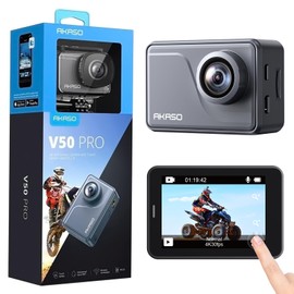 AKASO V50 Pro Sports Camera 4K 30fps 20MP WiFi - Camera 4K Waterproof Ultra HD Ice Stabilizer with Remote Control Touch Screen Wide Angle Adjustable - Underwater Sports Camera 40M and