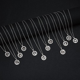 Silver Star Sign Motif Pendant Chain Necklace - Libra (23rd September - 23rd October) - Zodiac Constellation Horoscope Celestial Astrology Jewellery - Women Men Gift