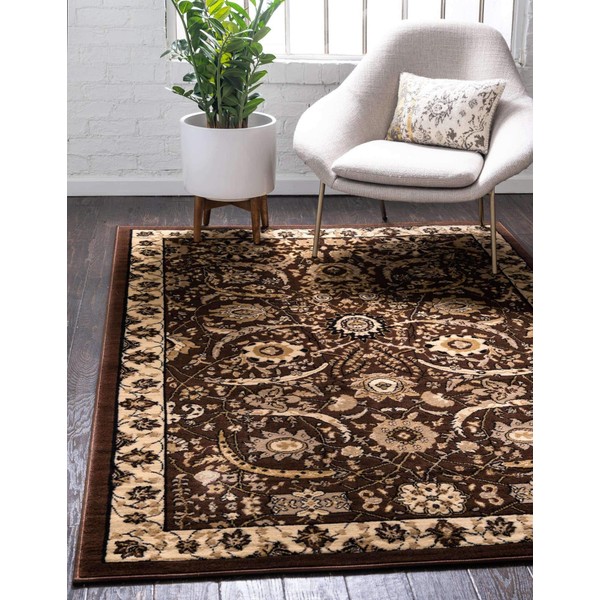 Unique Loom Espahan Collection Classic Traditional Brown Area Rug (9' 0 x 12' 0)