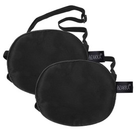 eZAKKA Eye Patches for Adults Kids Left Right Eye, 2PCS Silk Eyepatches for Lazy Eye After Surgery (L, Black+Black)