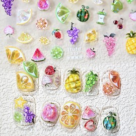Summer Fruit Nail Stickers for Nail Art Embossed Pineapple Watermelon Strawberry Nail Art Sticker 1PCS 5D Grapes Cherry Lemon Nail Decals Adhesive Manicure Sliders Cute Summer Nail Supplies for Women