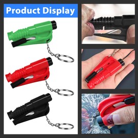 GNHG Pack of 3 Seat Belt Cutter, Emergency Hammer, Car, 2-in-1 Car Safety Hammer with Seat Belt Cutter, Black and Red