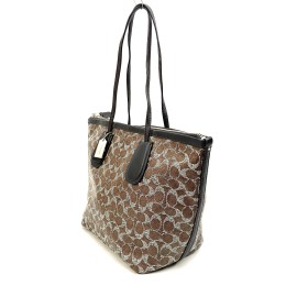 COACH F33504 TAXI ZIP TOP TOTE IN SIGNATURE COATED CANVAS WOMEN BAG BROWN NEW