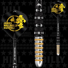 Mission | James Hurrell Darts | Steel Tip | 95% Tungsten | V2 | Black PVD & Yellow | Multiple Weights (22, Grams)