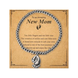 Mama to Be Gifts Bracelet for Women New Mom Mama Mothers Day Gifts for Pregnancy Mom Mama Birthday Gifts for First Time Moms Parents to be Gift Baby Footprint Bracelets for Her