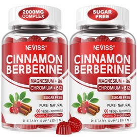 Ceylon Cinnamon Berberine Gummies 2000mg Sugar Free, Organic Berberine HCI Supplement with Ceylon Cinnamon, Bitter Melon, Green Tea, Chromium, Magnesium Glycinate & Methyl B12 for Women & Men, 120ct
