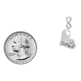 Delight Jewelry Heart with ''Softball'' and AB Crystal Silvertone Infinity Post Earrings